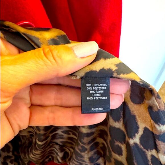 Express Red Women's Coat A Line Wool blend Small Knee Length Fit n Flare Small - Picture 7 of 9